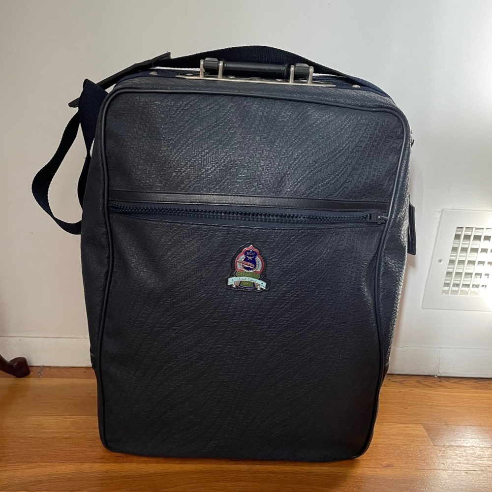 Vintage MCM Suitcase Luggage Weekender Duffle Travel Bag - Navy Blue - EUC